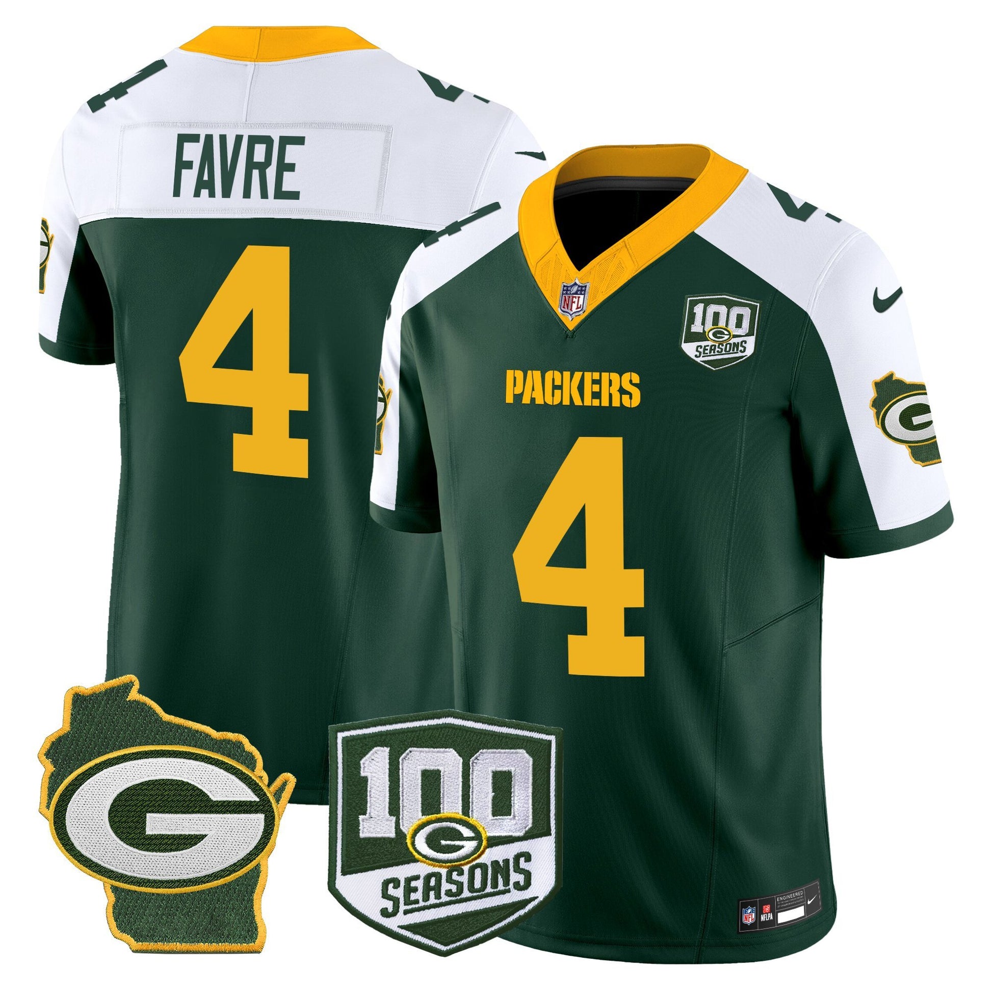 Men's Green Bay Packers 100th Season & Home Patch Vapor Limited Jersey - All Stitched