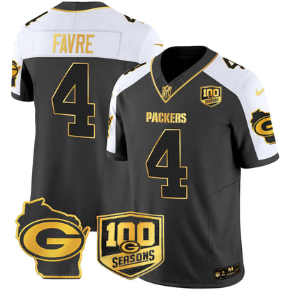 Men's Green Bay Packers 100th Season & Home Patch Gold Vapor Limited Jersey – All Stitched