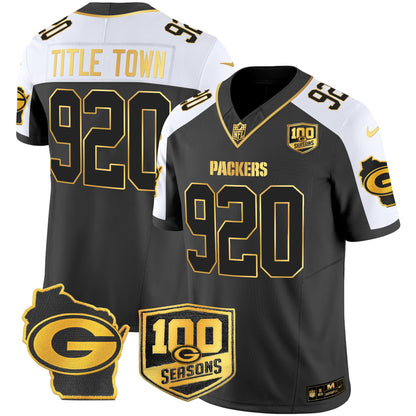 Men's Green Bay Packers 100th Season & Home Patch Gold Vapor Limited Jersey – All Stitched