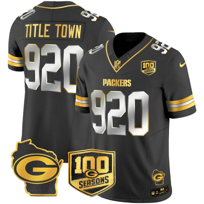 Men's Green Bay Packers 100th Season & Home Patch Gold Vapor Limited Jersey – All Stitched