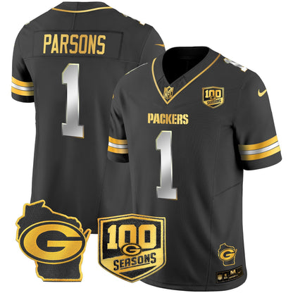 Men's Green Bay Packers 100th Season & Home Patch Gold Vapor Limited Jersey – All Stitched