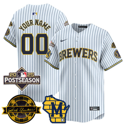 Custom Milwaukee Brewers 2025 Postseason Jersey - All Stitched