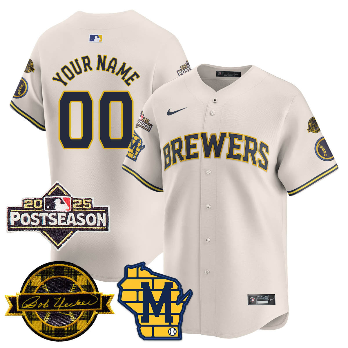 Custom Milwaukee Brewers 2025 Postseason Jersey - All Stitched