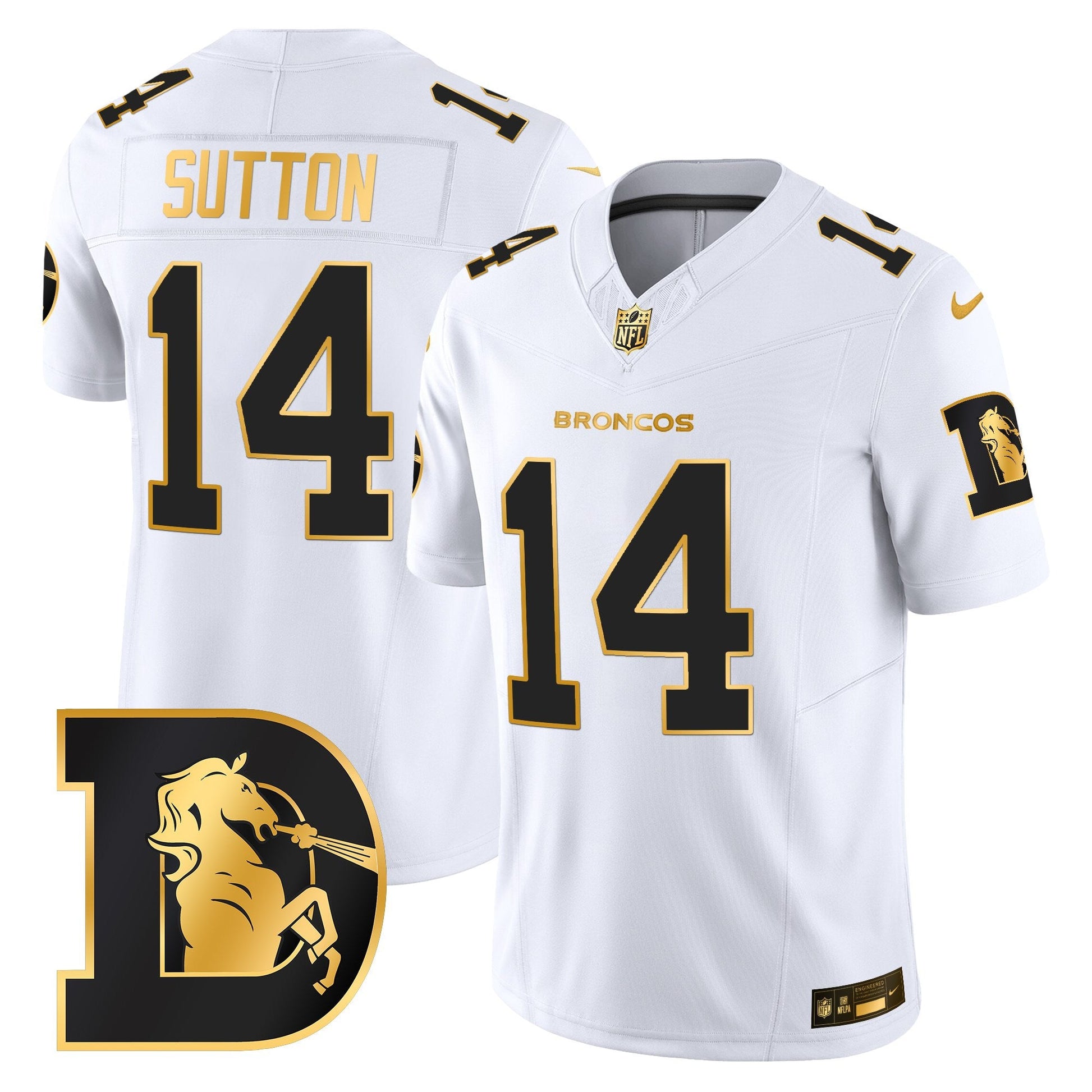 Men's Denver Broncos Throwback Gold Vapor Limited Jersey - All Stitched