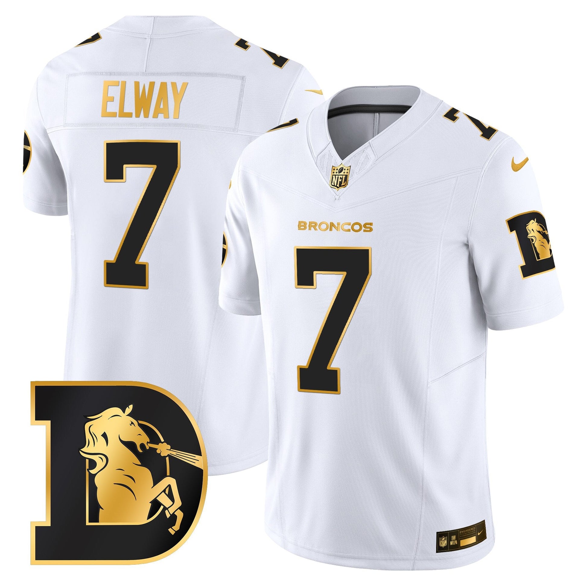 Men's Denver Broncos Throwback Gold Vapor Limited Jersey - All Stitched