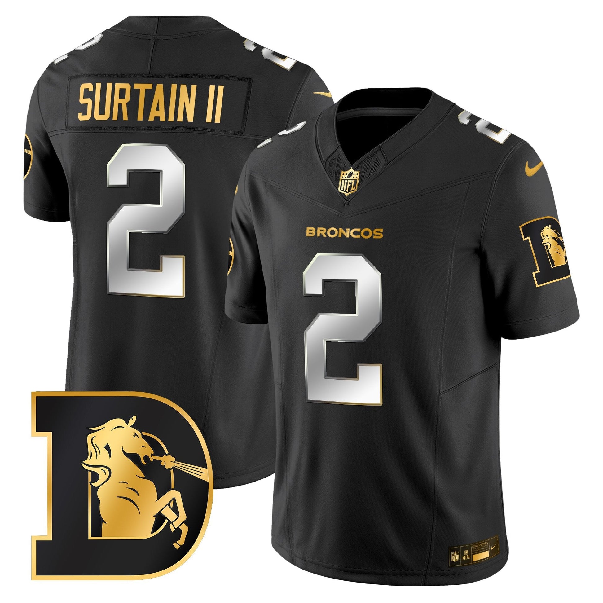 Men's Denver Broncos Throwback Gold Vapor Limited Jersey - All Stitched