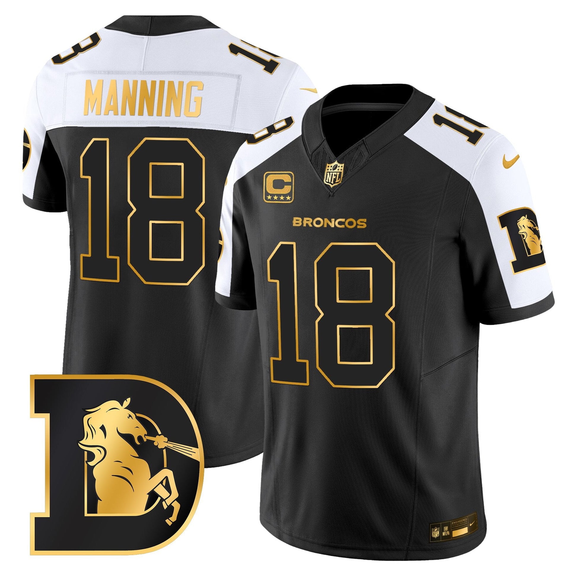 Men's Denver Broncos Throwback Gold Vapor Limited Jersey - All Stitched