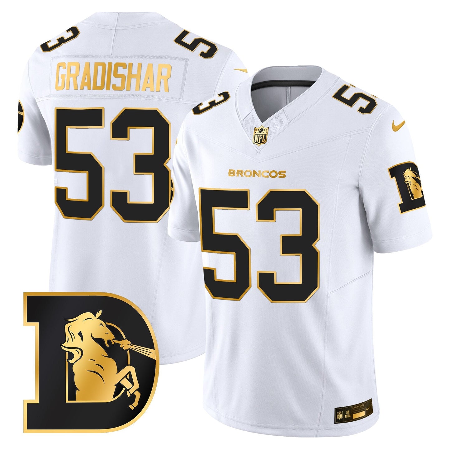 Men's Denver Broncos Throwback Gold Vapor Limited Jersey - All Stitched