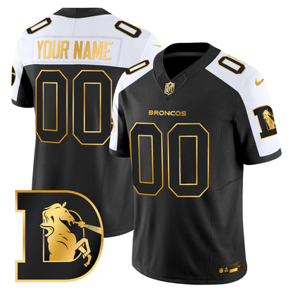 Denver Broncos Throwback Gold Vapor Limited Custom Jersey - All Stitched