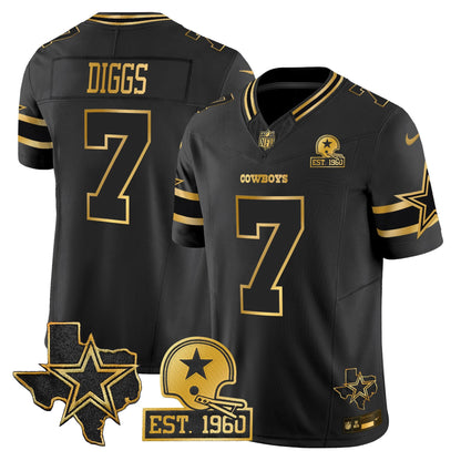 Men's Dallas Cowboys Est. 1960 & Texas Patch Gold Vapor Limited Jersey - All Stitched