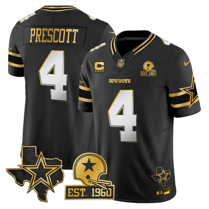 Men's Dallas Cowboys Est. 1960 & Texas Patch Gold Vapor Limited Jersey - All Stitched