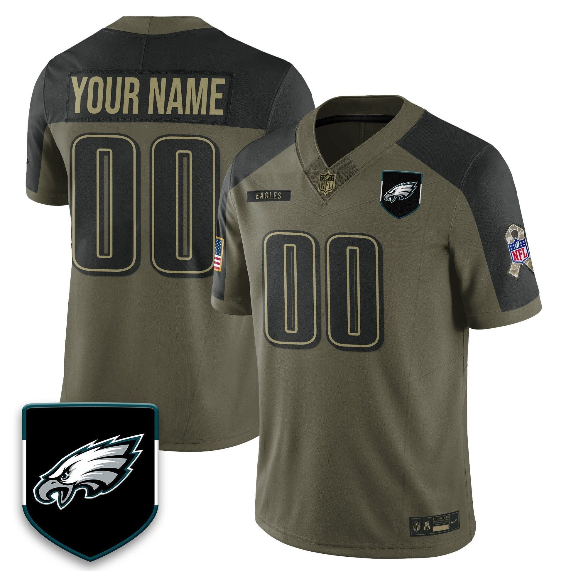 Custom Philadelphia Eagles 2025 Salute to Service Limited Jersey - All Stitched