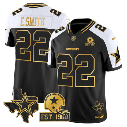 Men's Dallas Cowboys Est. 1960 & Texas Patch Gold Vapor Limited Jersey - All Stitched