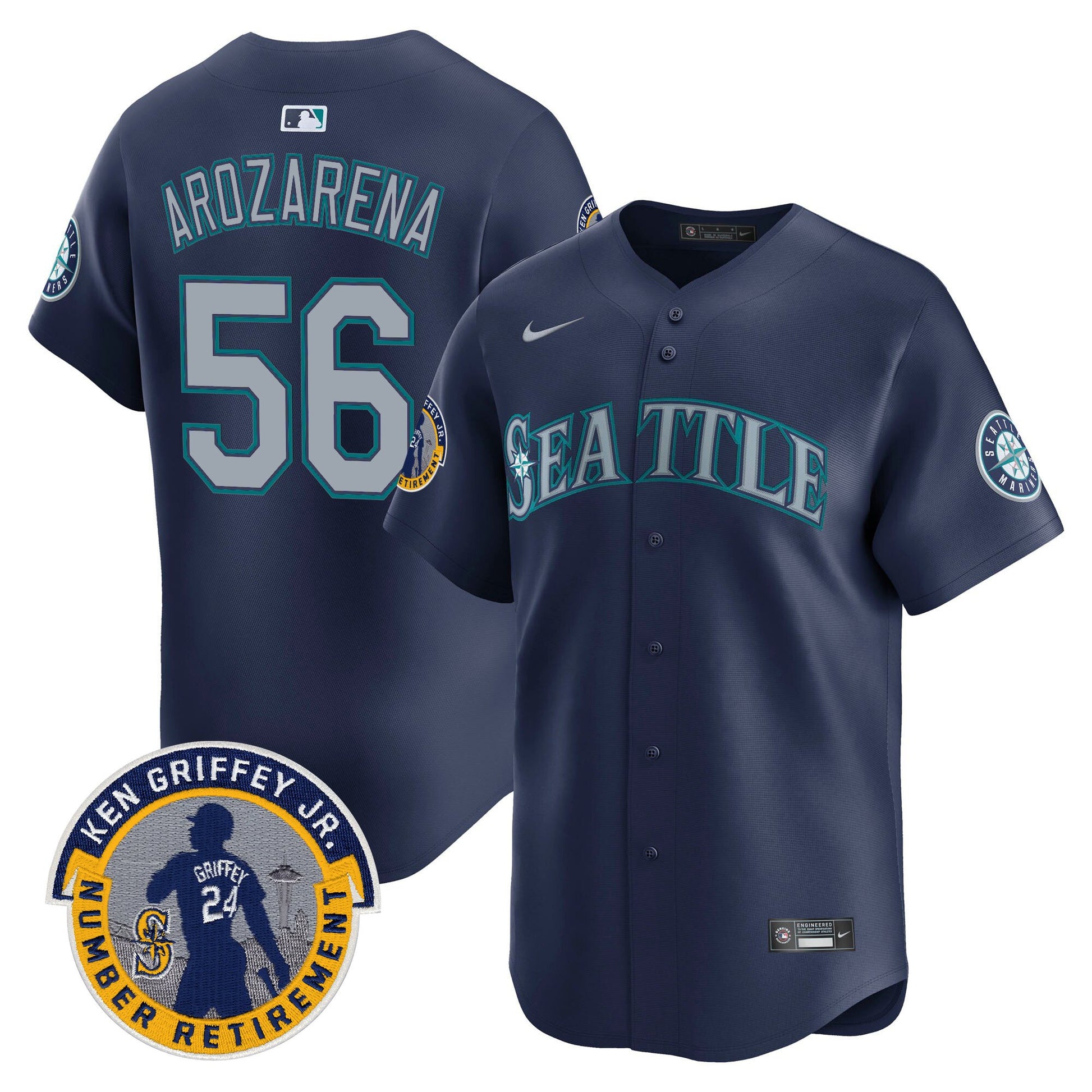 Men's Seattle Mariners 2025 Ken Griffey Jr. Patch Vapor Premier Limited Jersey - All Stitched