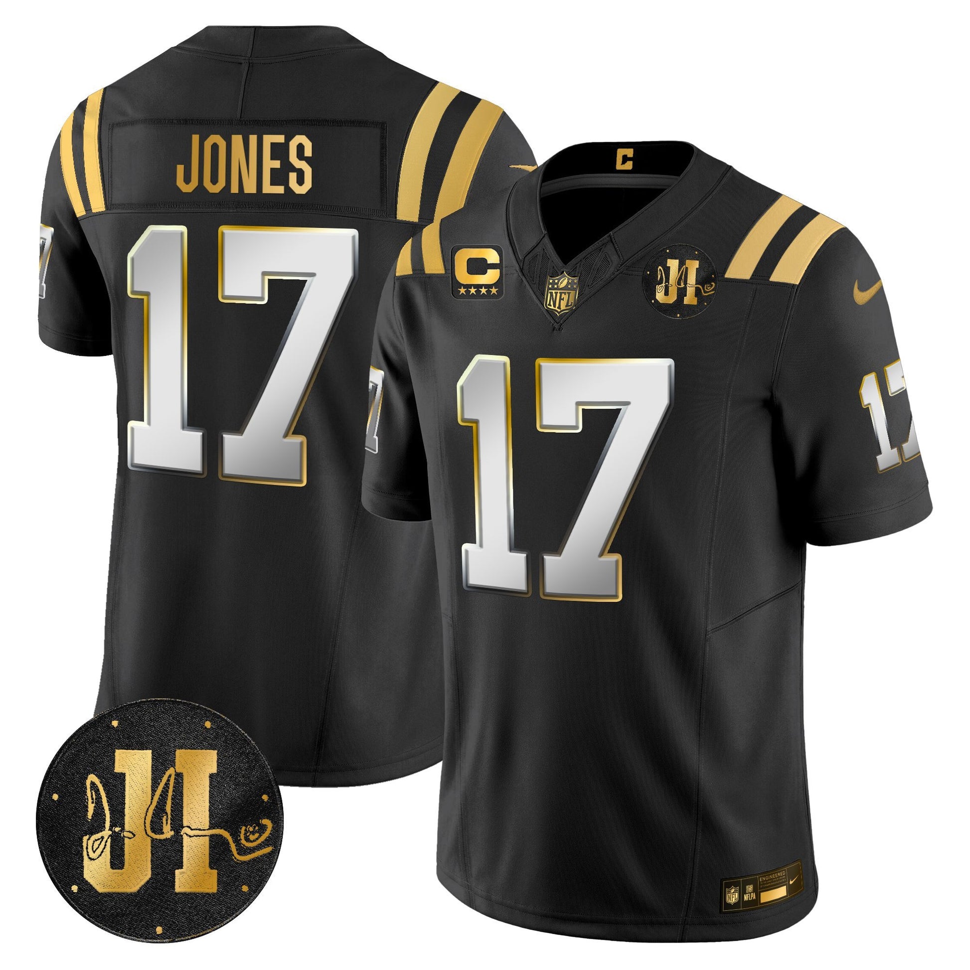 Men's Indianapolis Colts 2025 Jim Irsay Patch Gold Vapor Limited Jersey - All Stitched