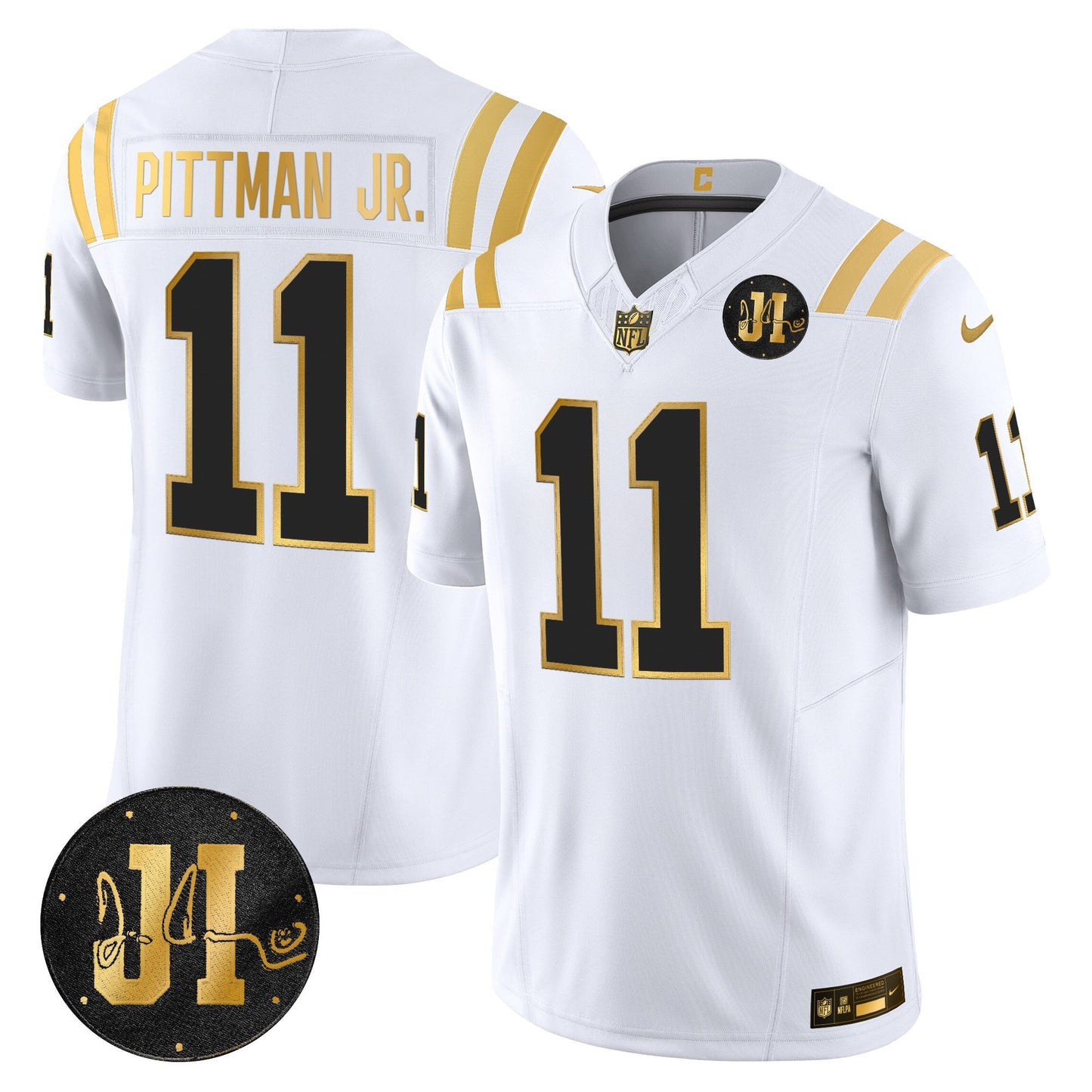 Men's Indianapolis Colts 2025 Jim Irsay Patch Gold Vapor Limited Jersey - All Stitched