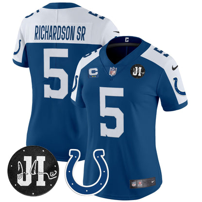 Women's Indianapolis Colts 2025 Jim Irsay Patch Vapor Limited Jersey - All Stitched