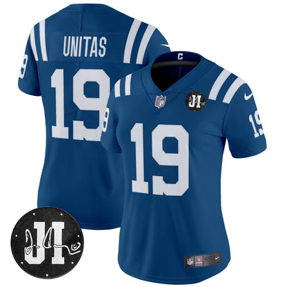Women's Indianapolis Colts 2025 Jim Irsay Patch Vapor Limited Jersey - All Stitched
