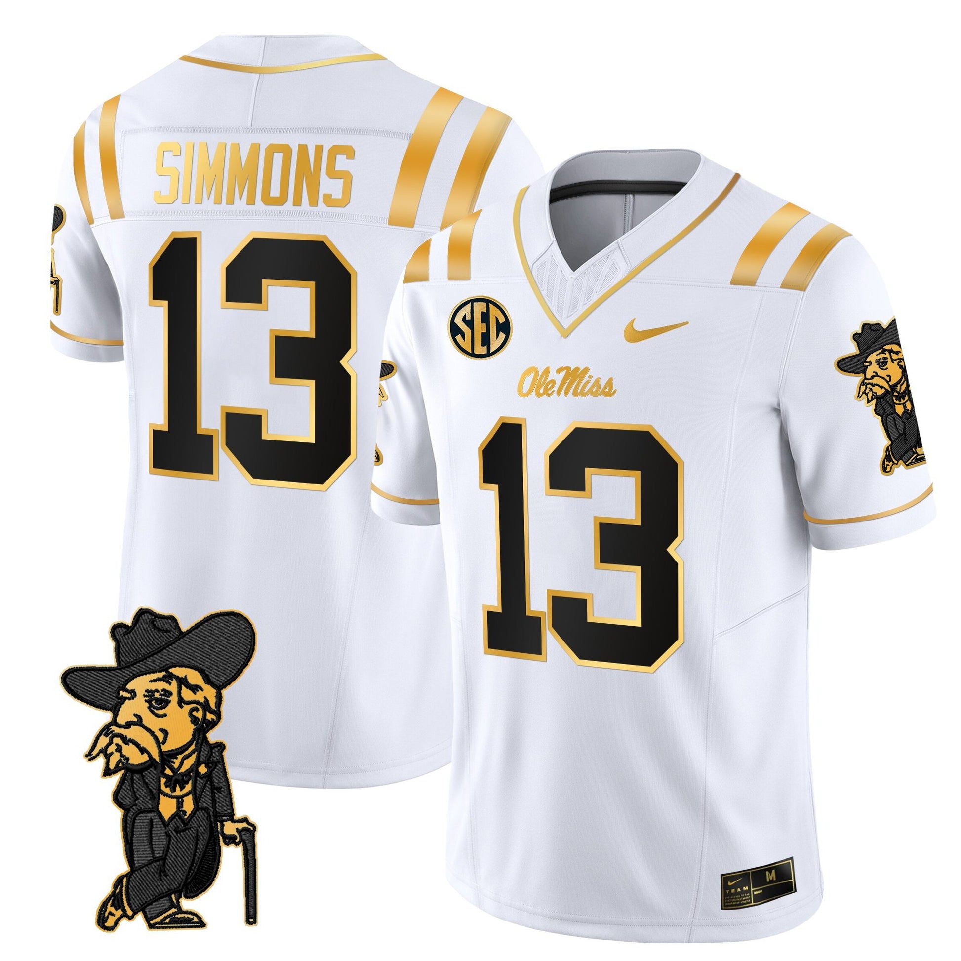 Men's Ole Miss Rebels 2025 Gold Vapor Limited Jersey - All Stitched