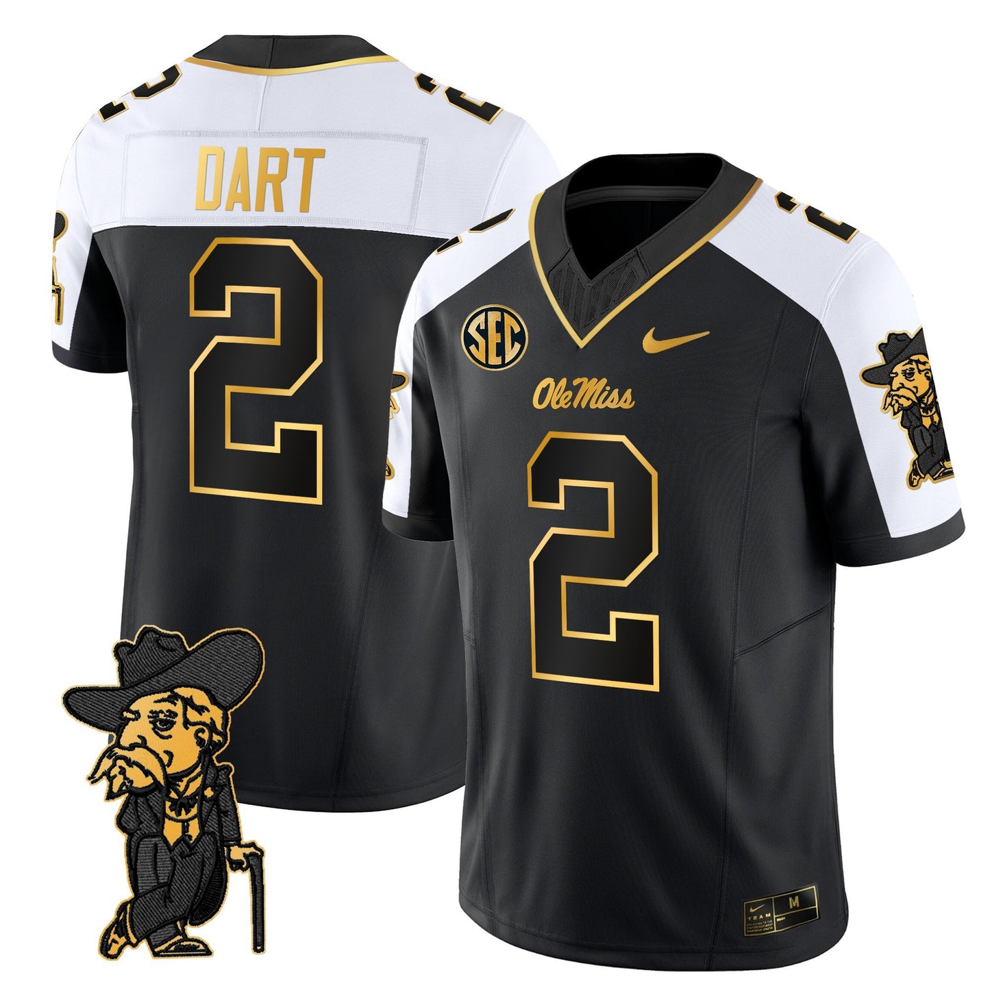 Men's Ole Miss Rebels 2025 Gold Vapor Limited Jersey - All Stitched