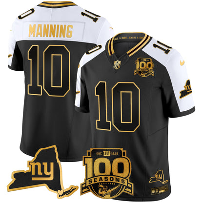 Men's New York Giants 100th Season & State Patch Gold Vapor Limited Jersey - All Stitched