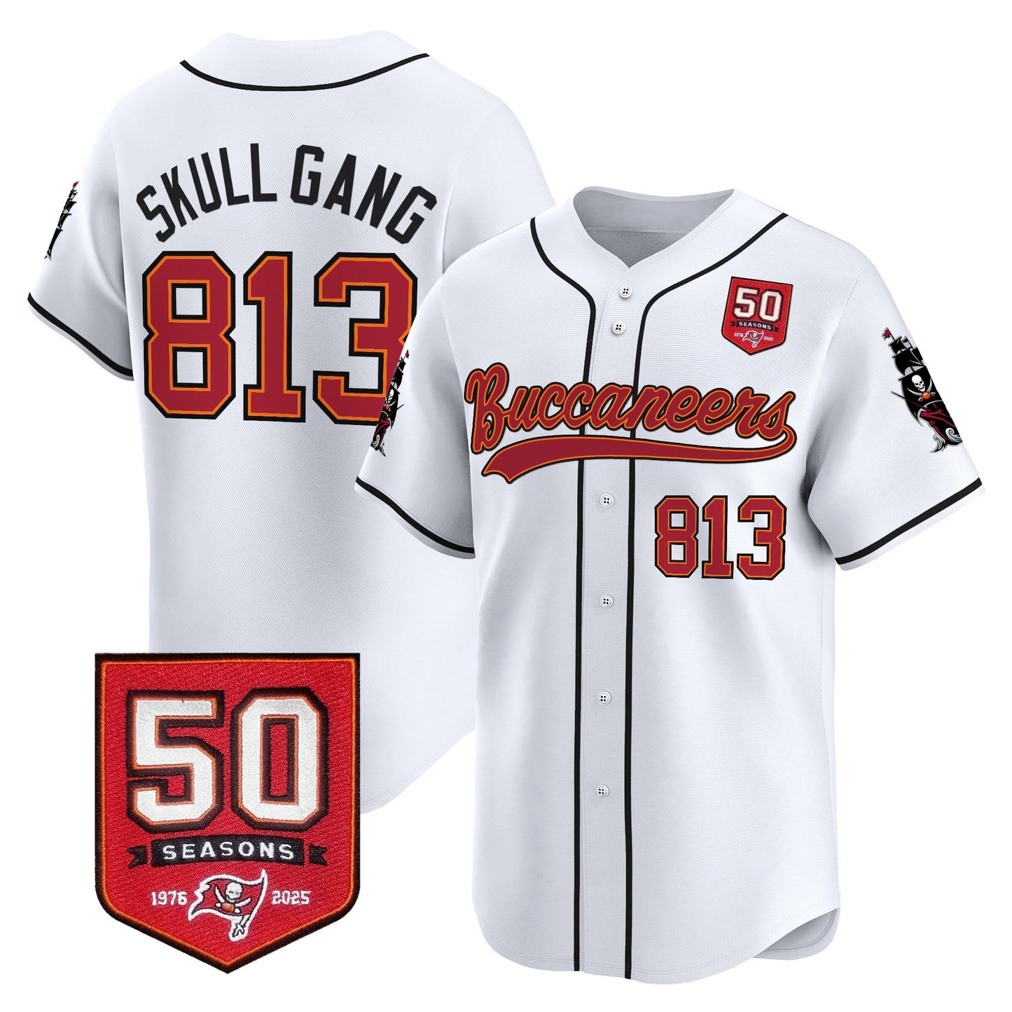 Men's Tampa Bay Buccaneers 50th Season Patch Vapor Baseball Jersey - All Stitched
