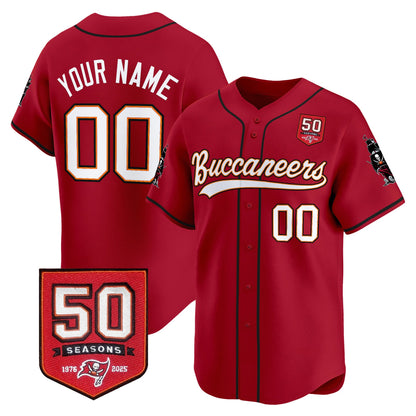 Tampa Bay Buccaneers 50th Season Patch Vapor Baseball Custom Jersey - All Stitched