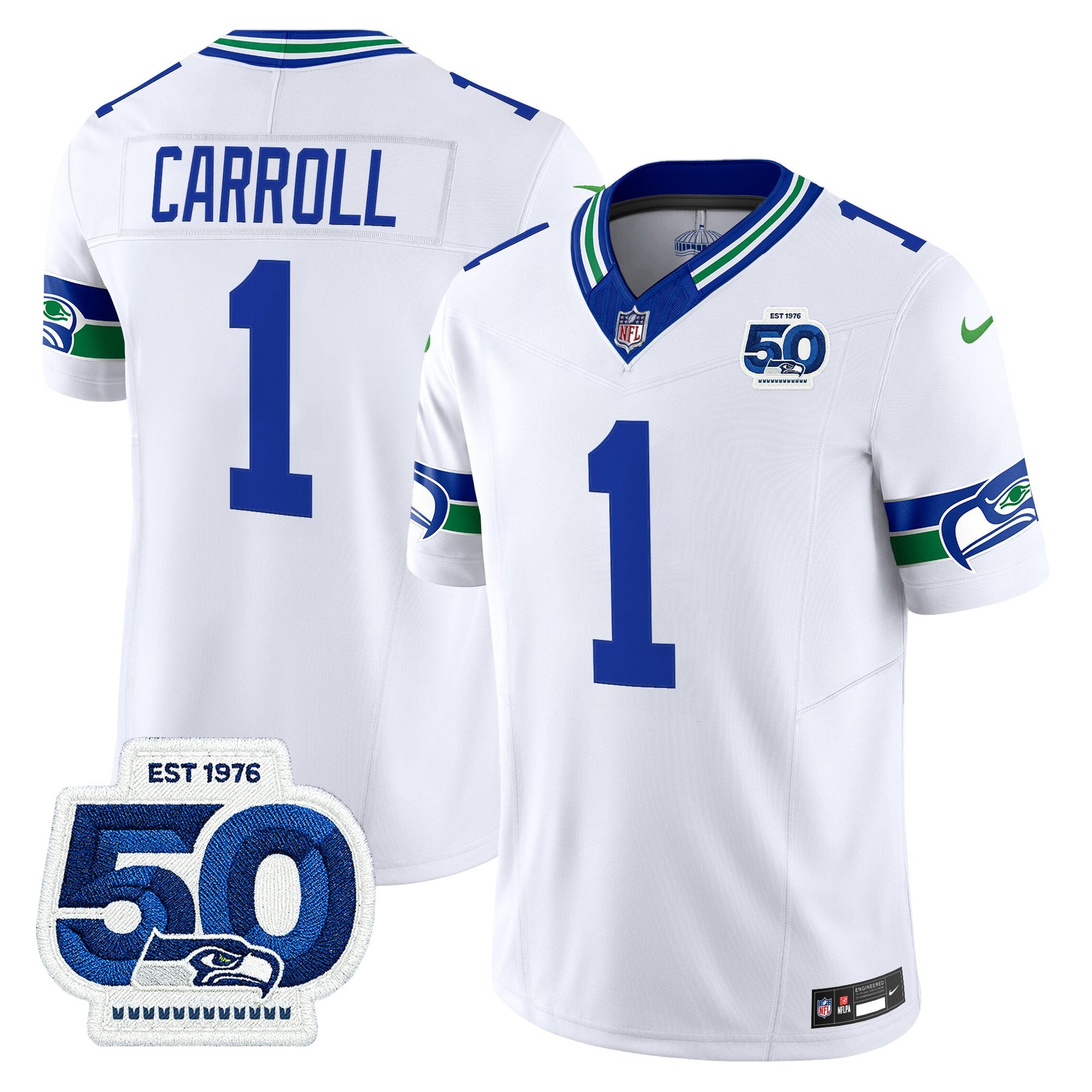 Men's Seattle Seahawks Throwback Vapor Limited Jersey - 50th Anniversary Patch - All Stitched