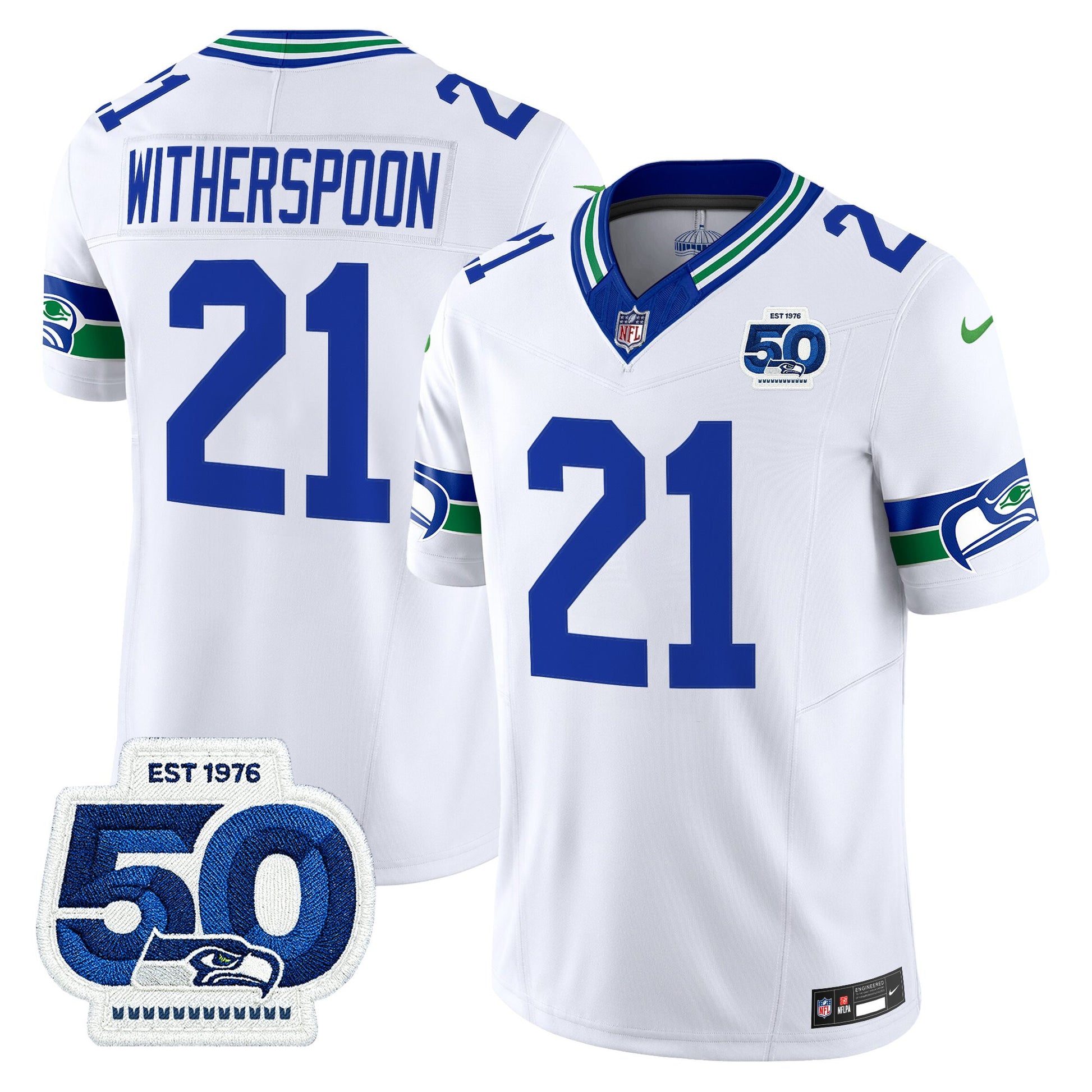 Men's Seattle Seahawks Throwback Vapor Limited Jersey - 50th Anniversary Patch - All Stitched