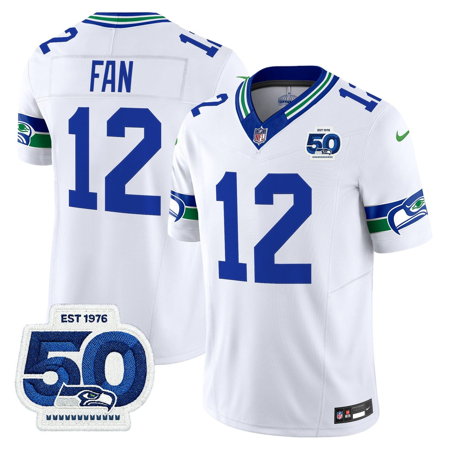 Men's Seattle Seahawks Throwback Vapor Limited Jersey - 50th Anniversary Patch - All Stitched