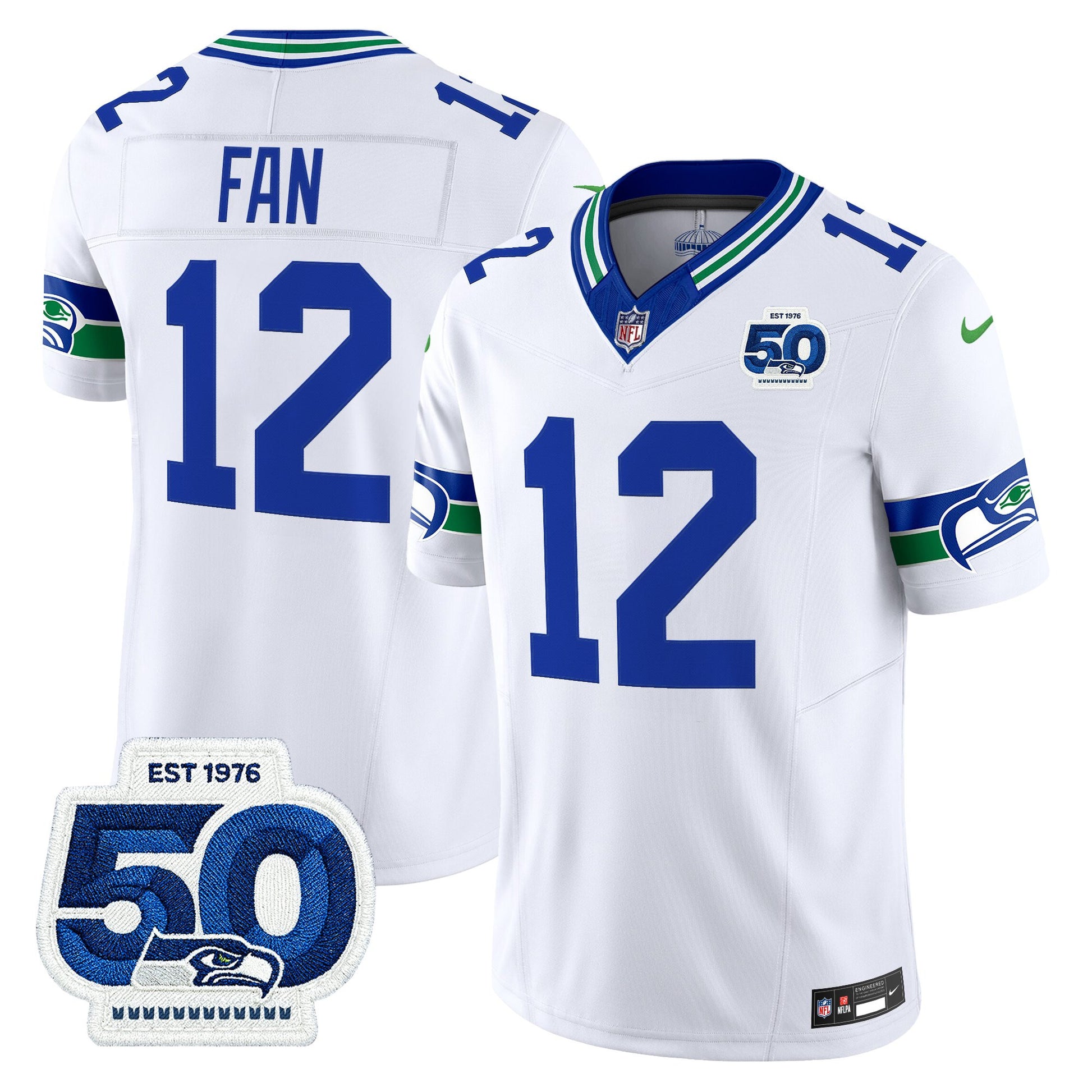Men's Seattle Seahawks Throwback Vapor Limited Jersey - 50th Anniversary Patch - All Stitched