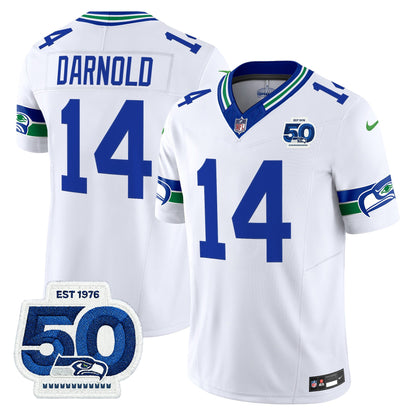 Men's Seattle Seahawks Throwback Vapor Limited Jersey - 50th Anniversary Patch - All Stitched