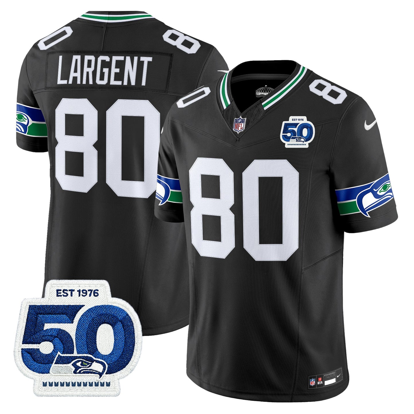 Men's Seattle Seahawks Throwback Vapor Limited Jersey - 50th Anniversary Patch - All Stitched
