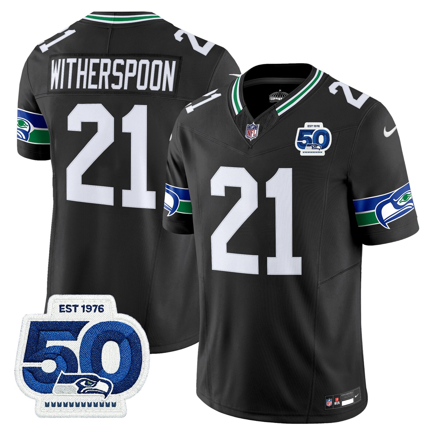 Men's Seattle Seahawks Throwback Vapor Limited Jersey - 50th Anniversary Patch - All Stitched