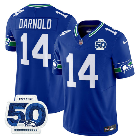 Men's Seattle Seahawks Throwback Vapor Limited Jersey - 50th Anniversary Patch - All Stitched