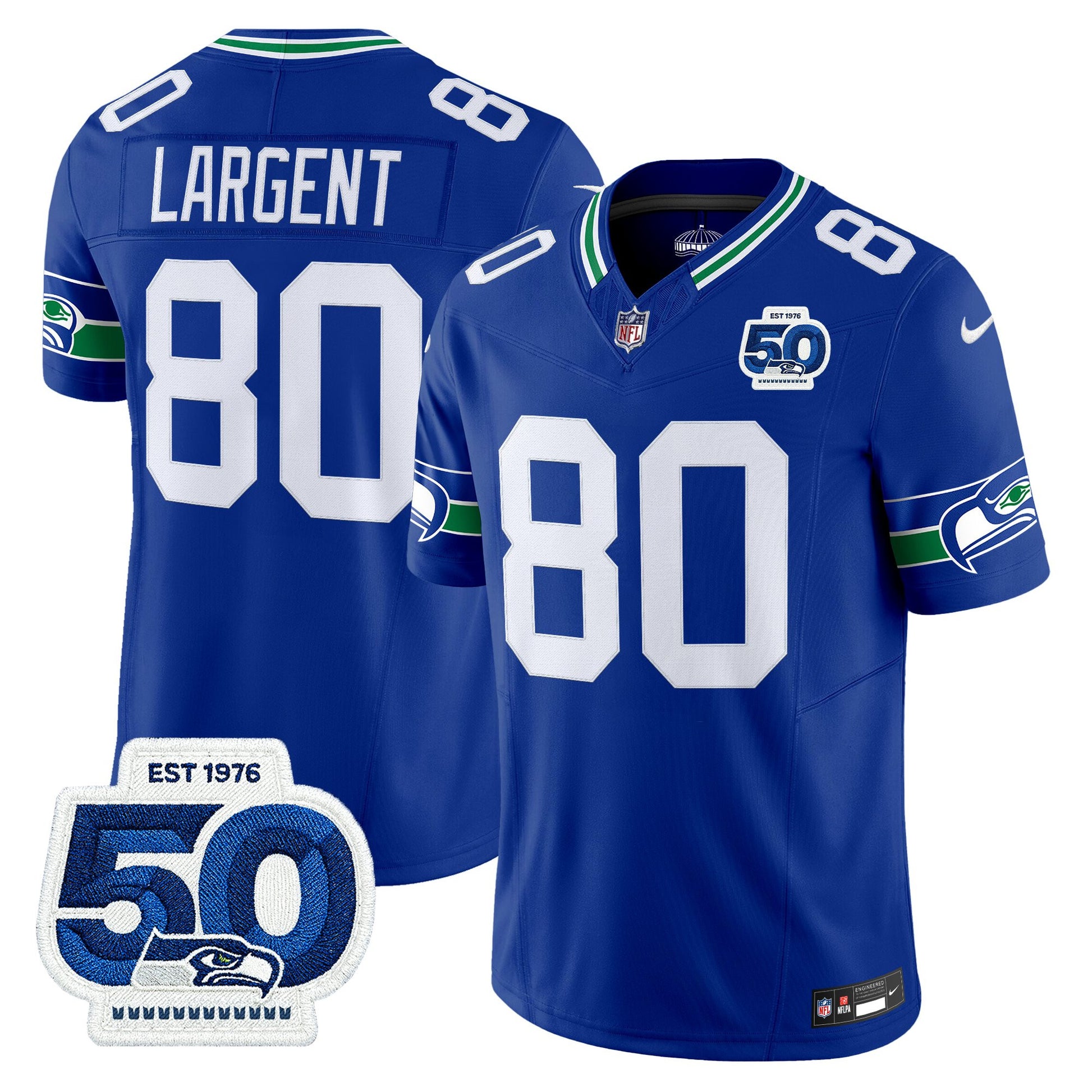 Men's Seattle Seahawks Throwback Vapor Limited Jersey - 50th Anniversary Patch - All Stitched