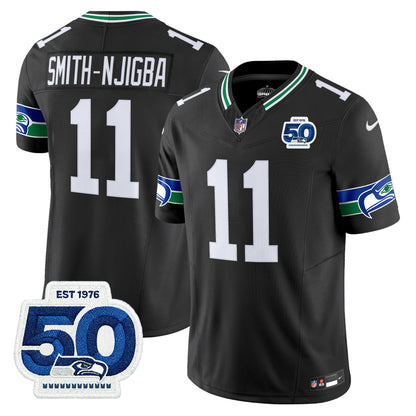 Men's Seattle Seahawks Throwback Vapor Limited Jersey - 50th Anniversary Patch - All Stitched