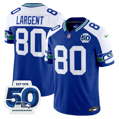 Men's Seattle Seahawks Throwback Vapor Limited Jersey - 50th Anniversary Patch - All Stitched