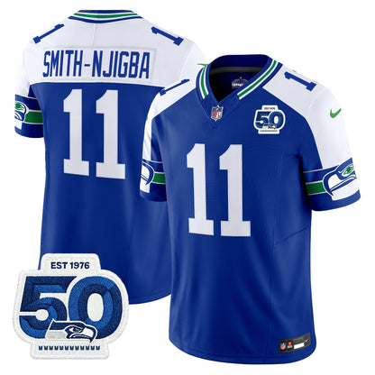 Men's Seattle Seahawks Throwback Vapor Limited Jersey - 50th Anniversary Patch - All Stitched