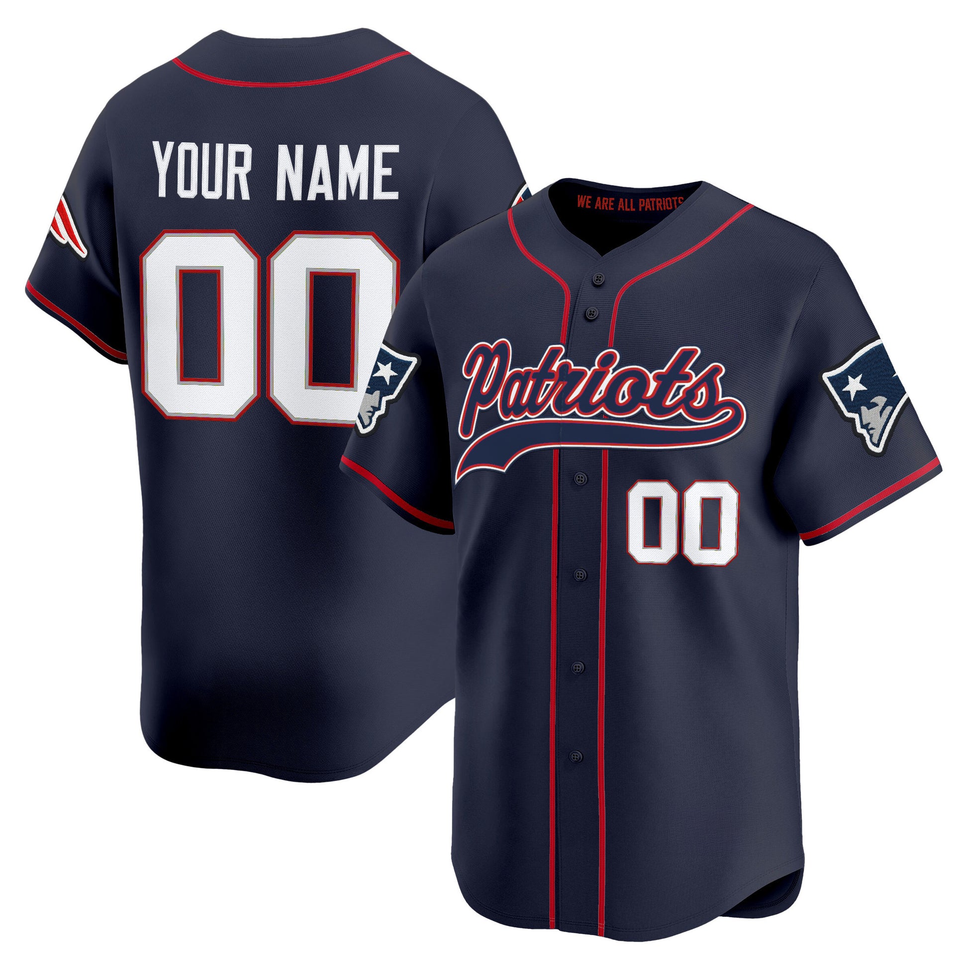 New England Patriots 2025 Vapor Baseball Custom Jersey - All Stitched