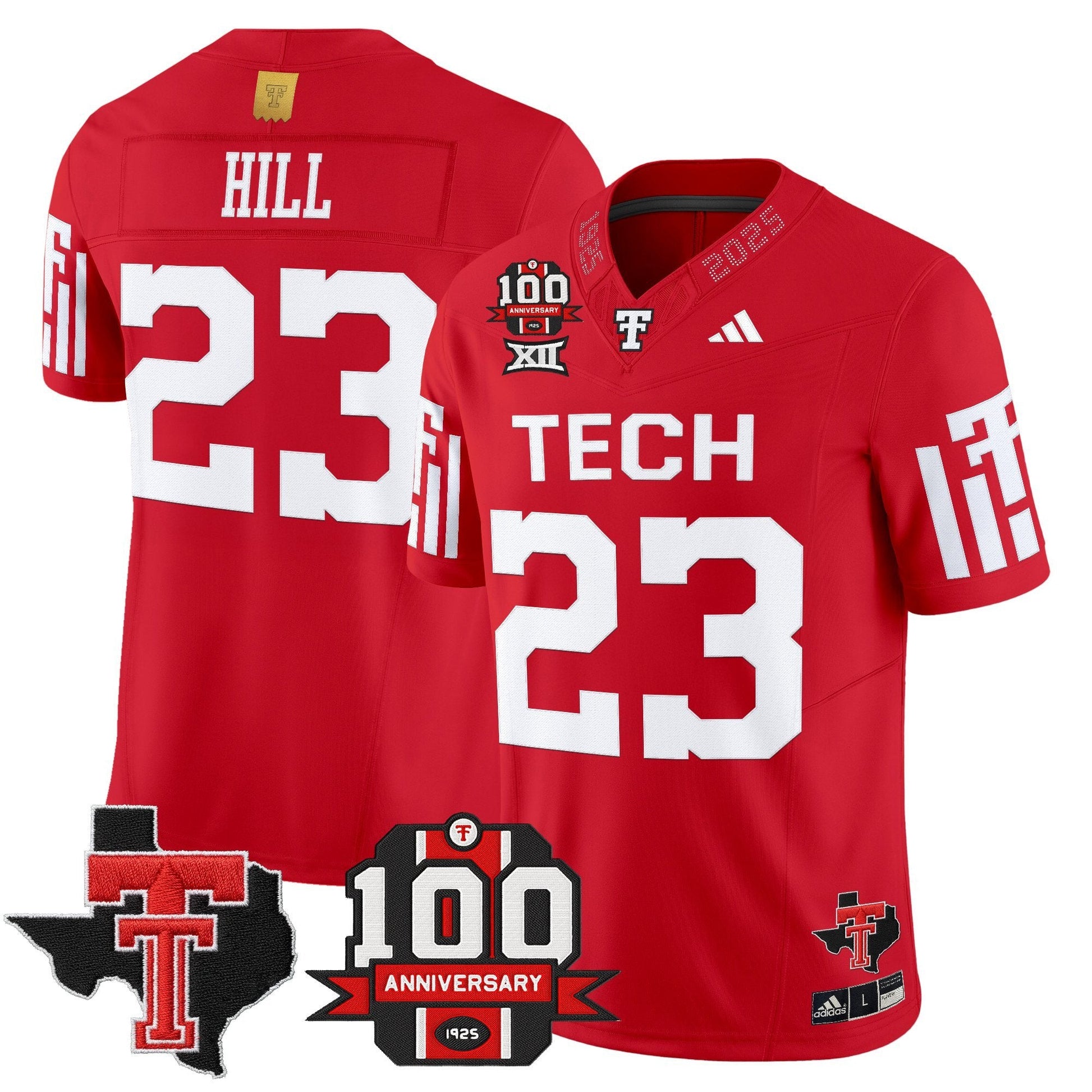 Men's Texas Tech Red Raiders 2025 Vapor Limited Jersey - 100th Anniversary & Texas Patch - All Stitched