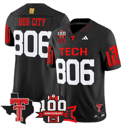 Men's Texas Tech Red Raiders 2025 Vapor Limited Jersey - 100th Anniversary & Texas Patch - All Stitched