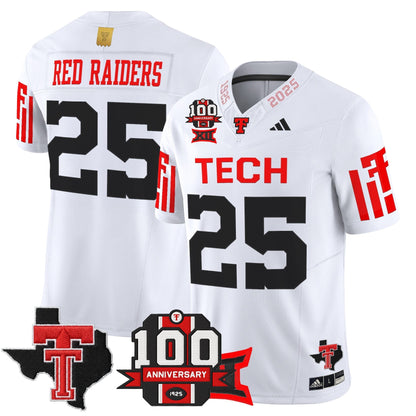 Men's Texas Tech Red Raiders 2025 Vapor Limited Jersey - 100th Anniversary & Texas Patch - All Stitched