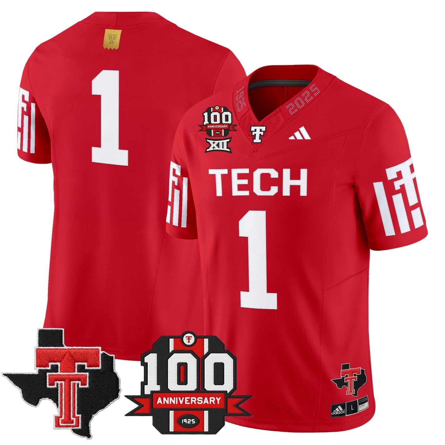 Men's Texas Tech Red Raiders 2025 Vapor Limited Jersey - 100th Anniversary & Texas Patch - All Stitched