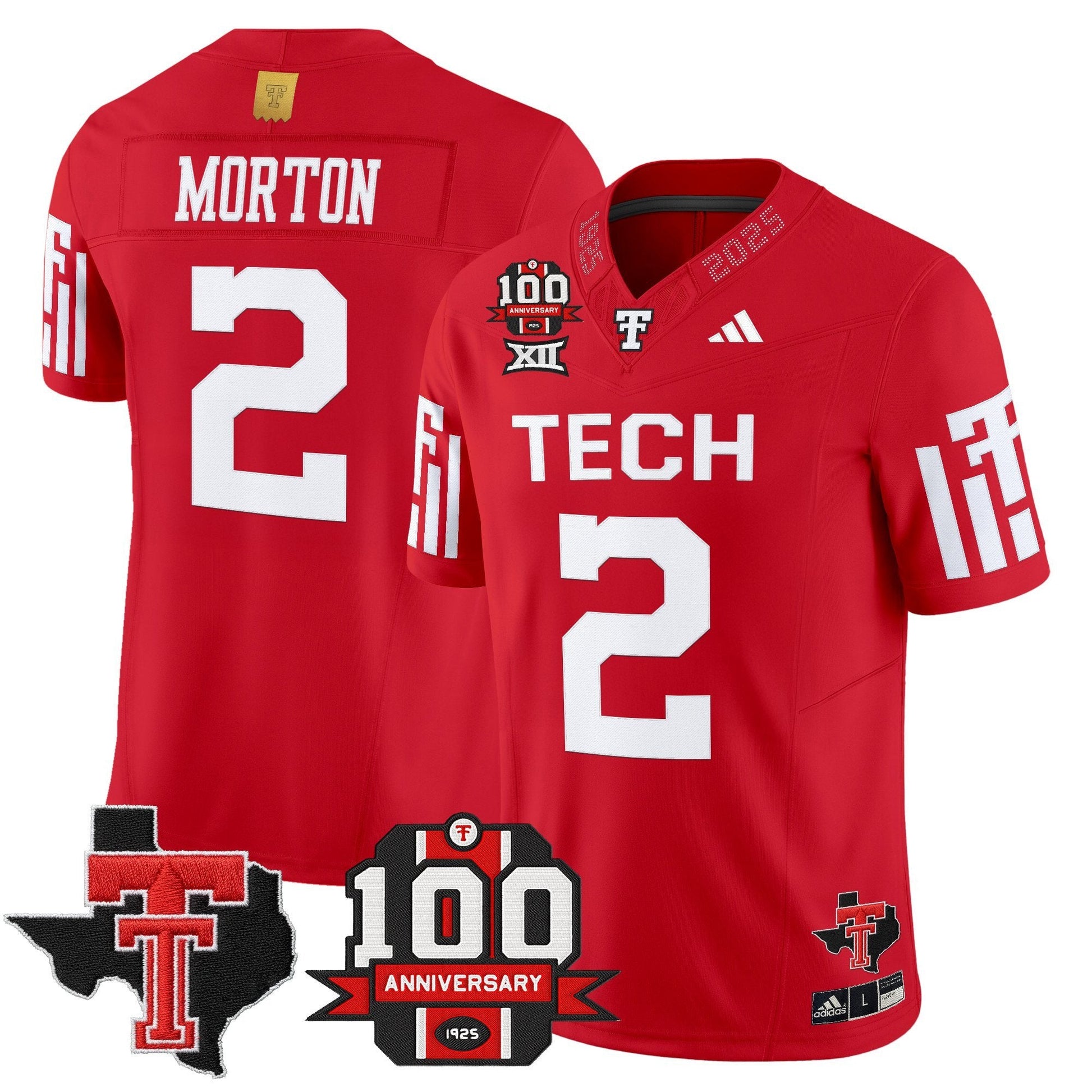 Men's Texas Tech Red Raiders 2025 Vapor Limited Jersey - 100th Anniversary & Texas Patch - All Stitched