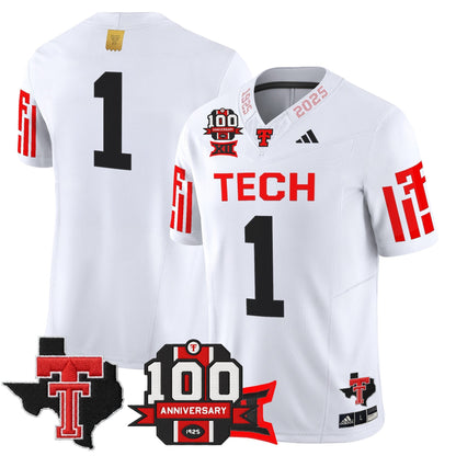 Men's Texas Tech Red Raiders 2025 Vapor Limited Jersey - 100th Anniversary & Texas Patch - All Stitched