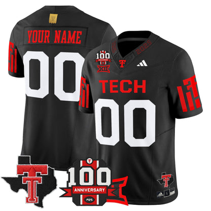 Texas Tech Red Raiders 2025 Vapor Limited Custom Jersey - 100th Anniversary & Texas Patch - All Stitched