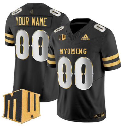 Wyoming Cowboys 2025 Gold Vapor Limited Custom Jersey - All Stitched