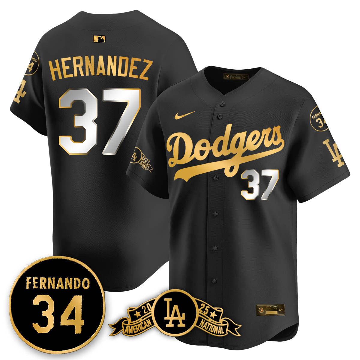 Los Angeles Dodgers 2025 National League Champions Jersey - All Stitched