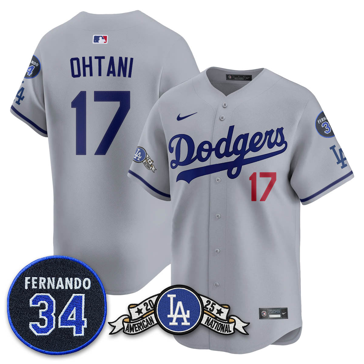 Los Angeles Dodgers 2025 National League Champions Jersey - All Stitched